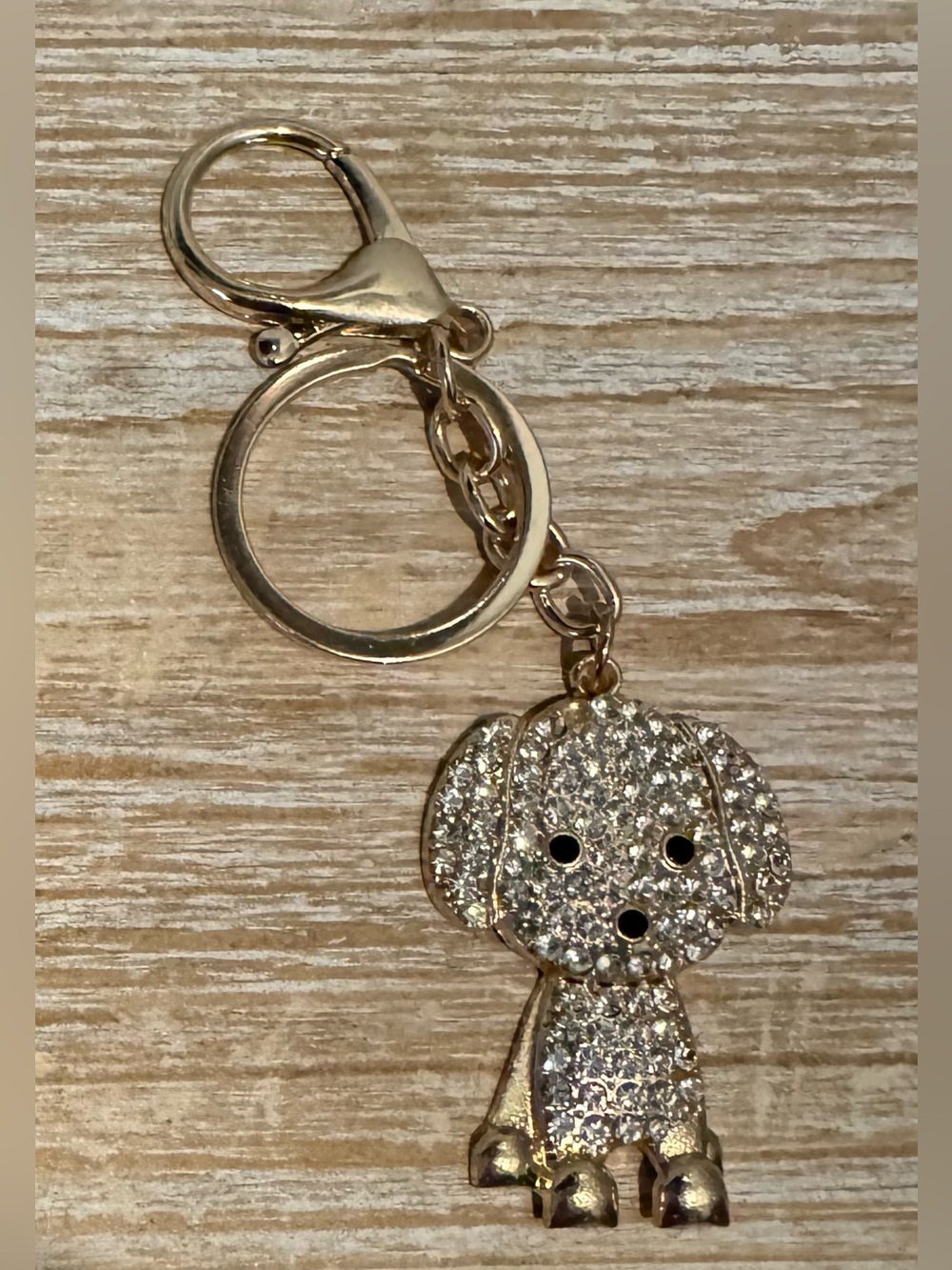 Sparkling Dog Gold-Tone Keychain